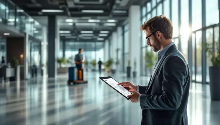 Audit de propreté en open-space : contrôleur avec tablette et agent de nettoyage en intervention