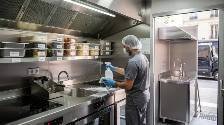 Nettoyage HACCP d’une dark kitchen et d’un food truck avec dégraissage des surfaces inox